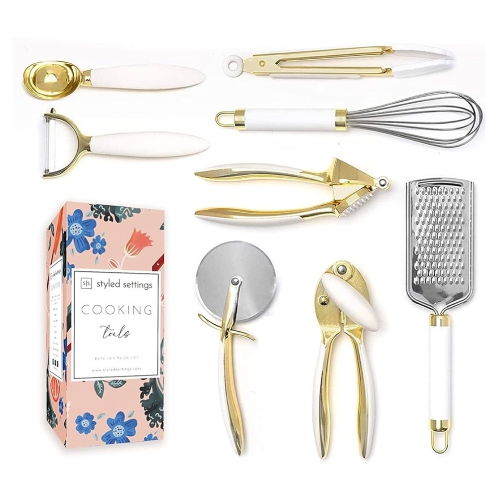 NWT Kitchen Tool Set White and Gold